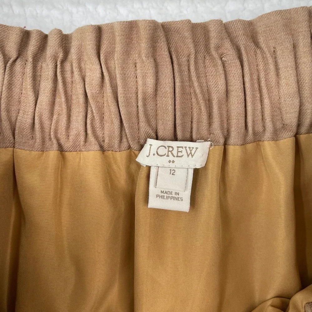 J.Crew‎ Camel Wool Blend Elastic Waist Mini Skirt with Pockets Size 12 95435